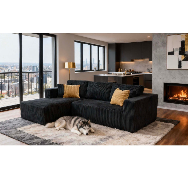 L - Shape Full Compressed Upholstered Sectional