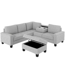 Load image into Gallery viewer, Orisfur. Sectional Corner Sofa L-shape Couch Space Saving with Storage Ottoman &amp; Cup Holders Design for Large Space Dorm Apartment,Light Grey
