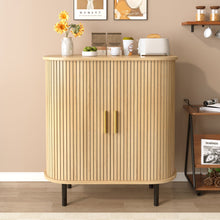 Load image into Gallery viewer, Fluted Wine Bar Cabinet With 8 Grid Wine Rack, 5 Level Adjustable Shelves, 2 Glass Holders
