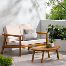 Load image into Gallery viewer, 2 Piece Seating Group with Cushions, Teak + Silver + Beige
