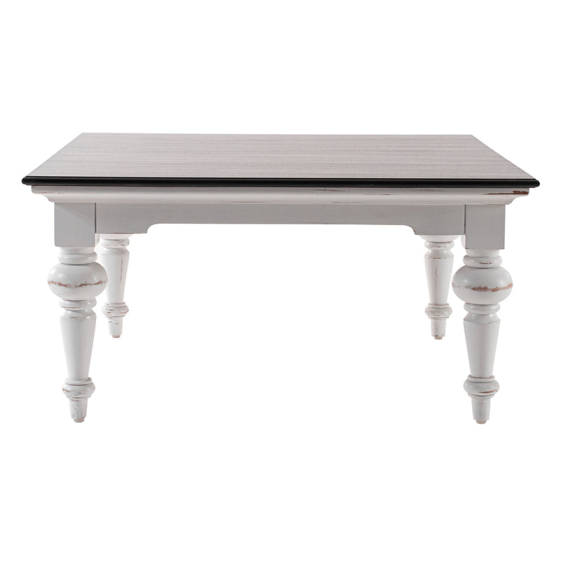 39" Wood Square Distressed Coffee Table - Brown And White