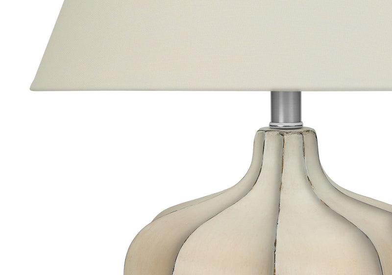 Round Table Lamp With Cream Empire Shade - Cream