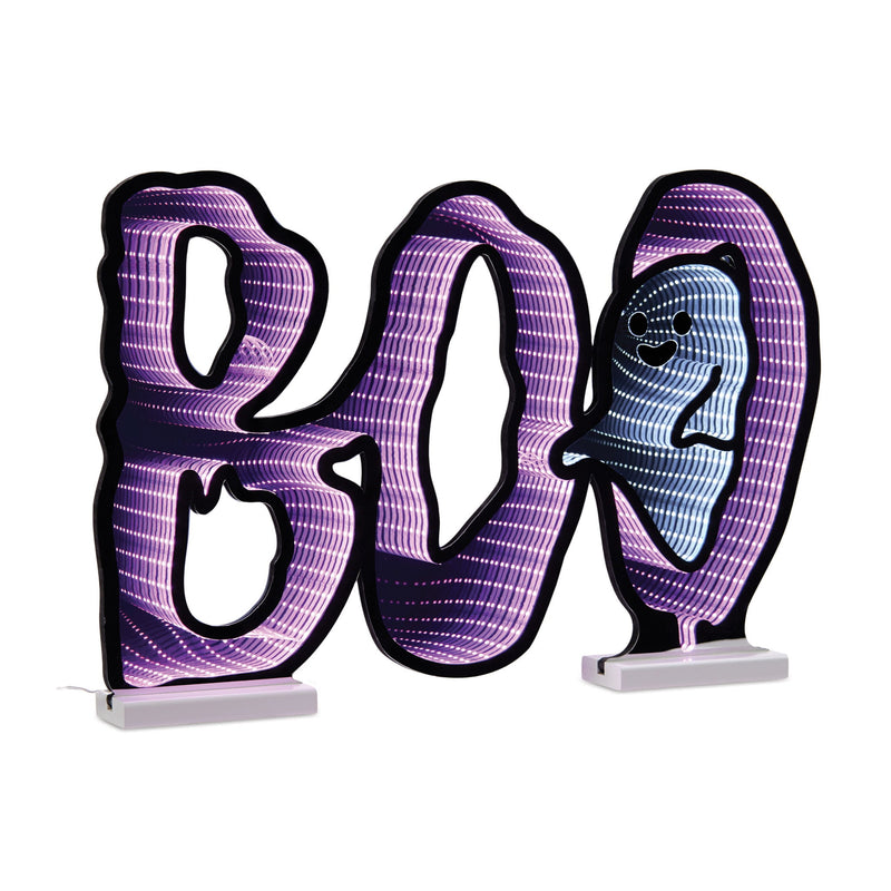 Halloween Ghost Tabletop Sign With LED - Purple / Black / White