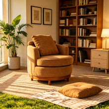 Load image into Gallery viewer, Rotatable Round Barrel Accent Chair With Adjustable Headrest - Orange / Dark Brown
