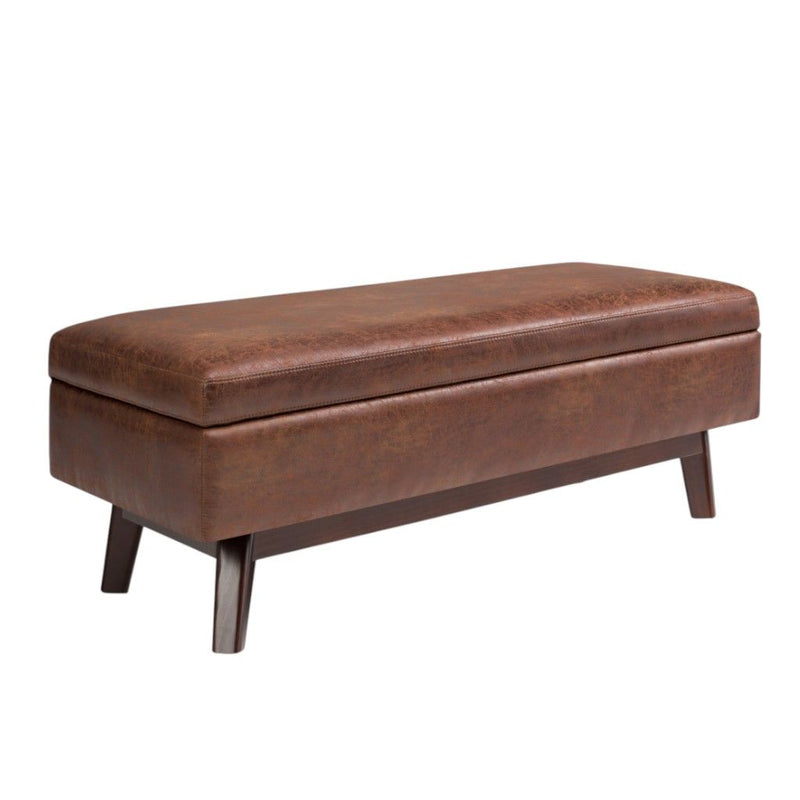 48" Leather Cocktail Ottoman With Storage - Brown