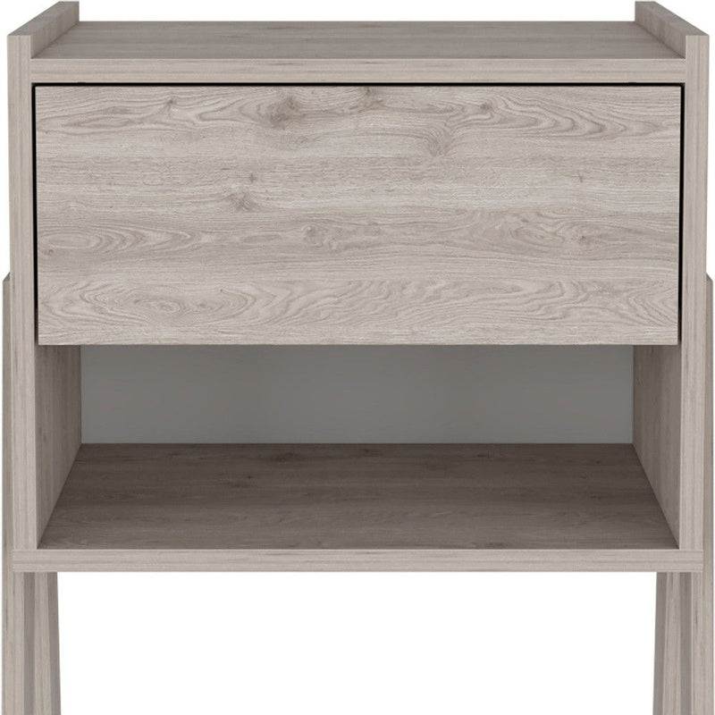 22" Light Wood One Drawer Nightstand - Gray