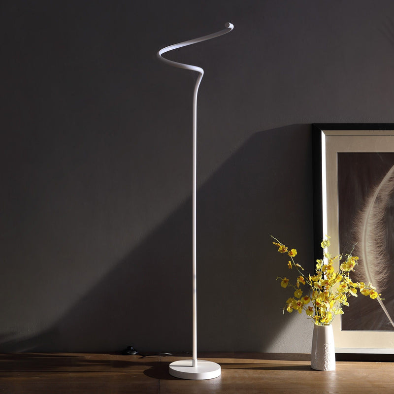 LED Novelty Curvy Spiral Floor Lamp - White