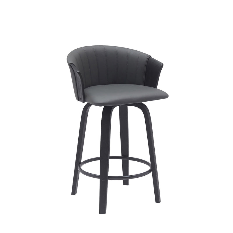 26" Faux Leather Swivel Counter Height Bar Chair - Gray And Black