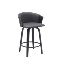 Load image into Gallery viewer, 26" Faux Leather Swivel Counter Height Bar Chair - Gray And Black
