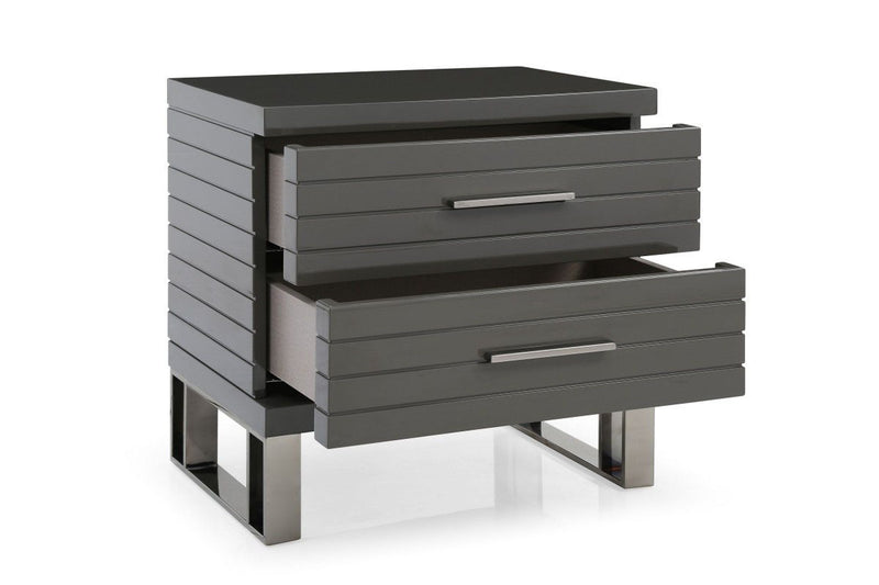 Two Drawer Nightstand - Silver And Gray
