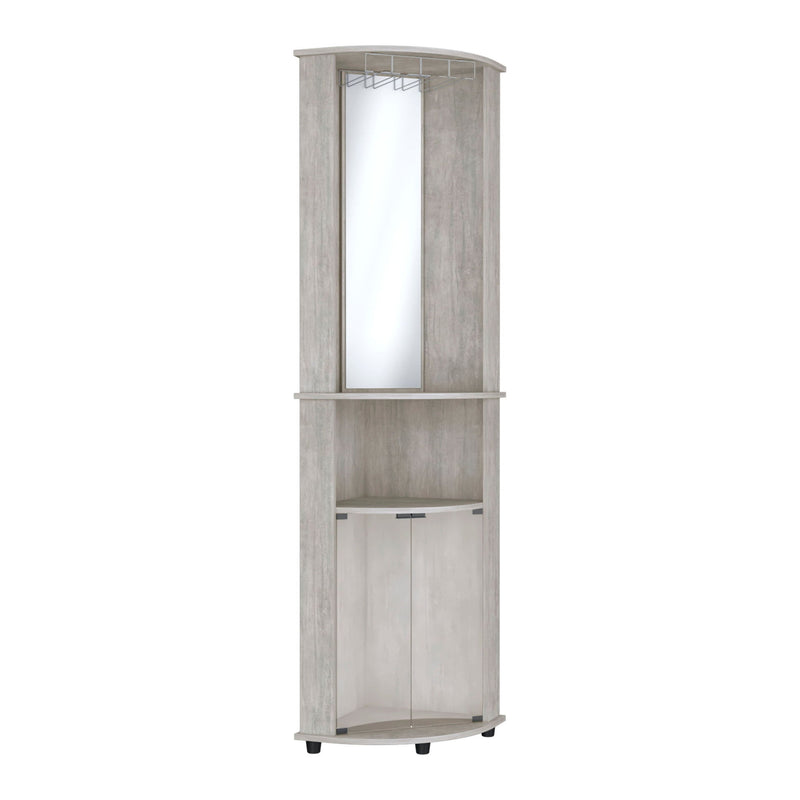 75" Wood Corner Bar Cabinet With Two Doors - Gray