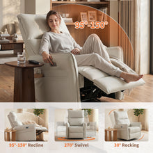 Load image into Gallery viewer, 29.92" 270 Power Swivel Rocker Recliner Chair, Electric Glider Reclining Sofa With USB Ports, Power Swivel Glider, Rocking Chair Nursery Recliners For Living Room Bedroom
