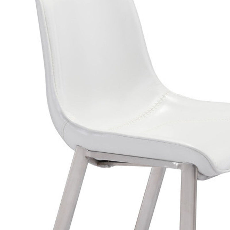 Steel Low Back Bar Height Bar Chairs (Set of 2) - White And Silver