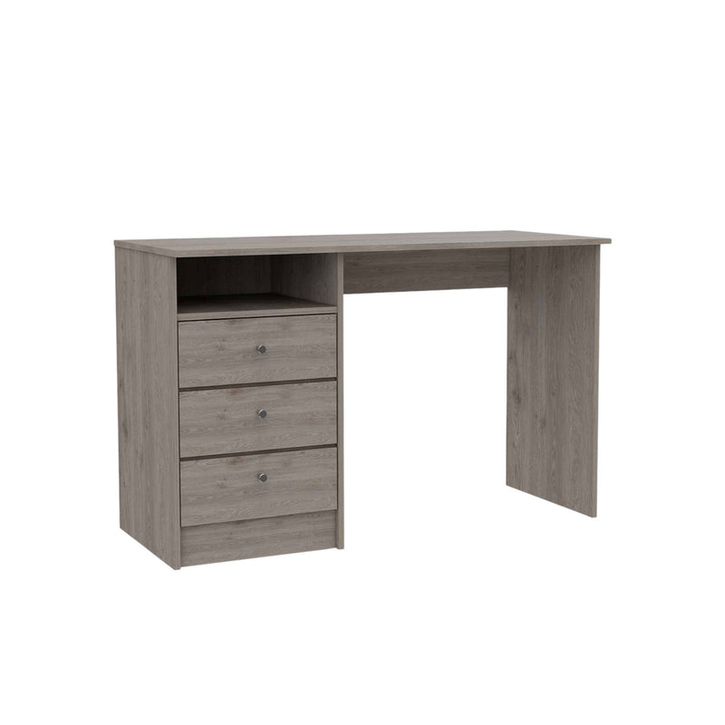 Computer Desk With Three Drawers (403811) - Light Gray / Brown
