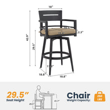 Load image into Gallery viewer, Outdoor Swivel Bar Chairs, 360 Degree Rotation, Ergonomic Backrest (Set of 2)
