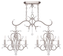 Load image into Gallery viewer, 29" Eight Light Metal Dimmable Chandelier With Shades - Nickel / Clear
