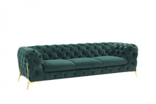Load image into Gallery viewer, Velvet Sofa With Gold Legs - Green
