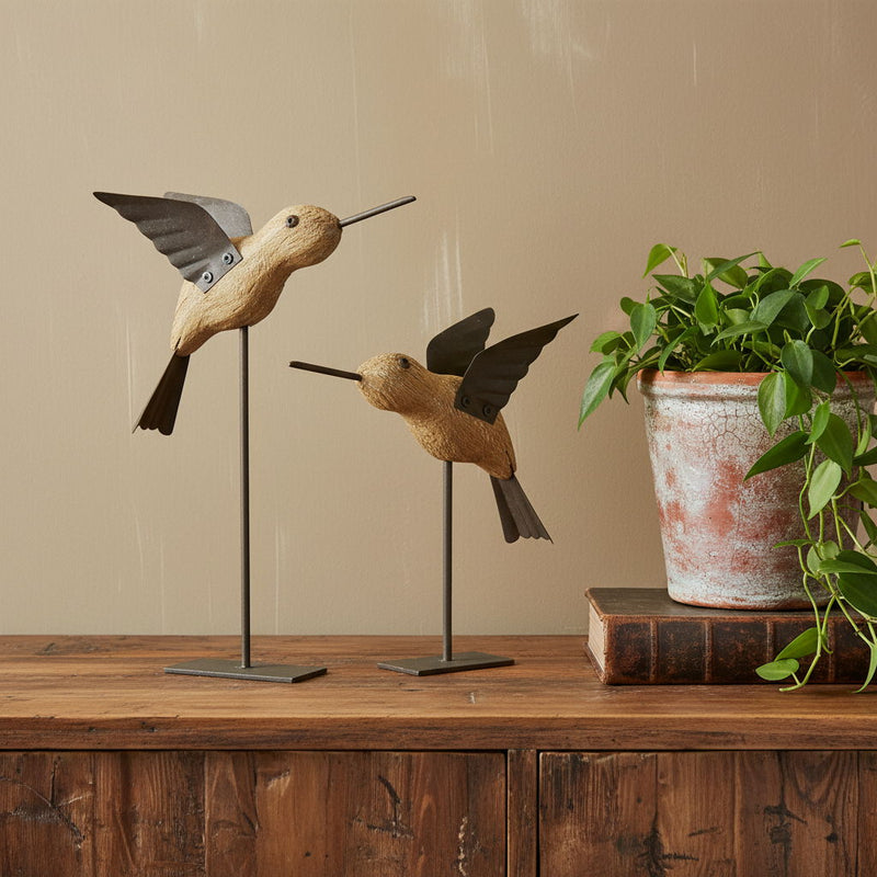 Bird Figurine Tabletop Sculpture (Set of 2) - Natural