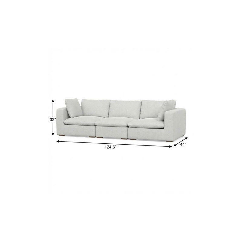 125" Modular Fabric Sofa With Brown Legs - Gray