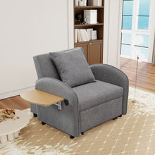Load image into Gallery viewer, Convertible Single Chair Bed 3 In 1 Sofa With Computer Board And USB Ports - Gray
