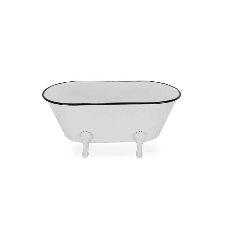 Hand Painted Decorative Tub - White / White