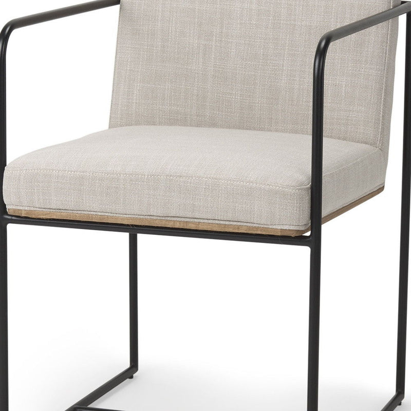 Upholstered Cushion Metal Dining Arm Chair - Beige