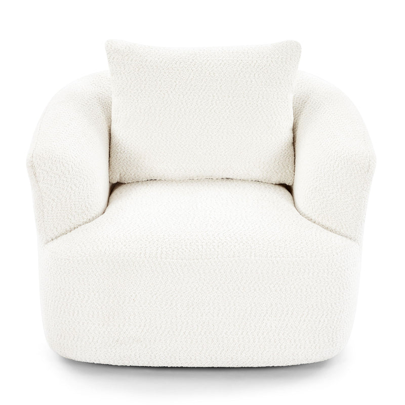 360° Swivel Barrel Sofa Chair With Throw Pillow, Upholstered Accent Chair