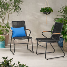 Load image into Gallery viewer, Moonstone - Outdoor Club Chair Set With Rope Weave Design - Black
