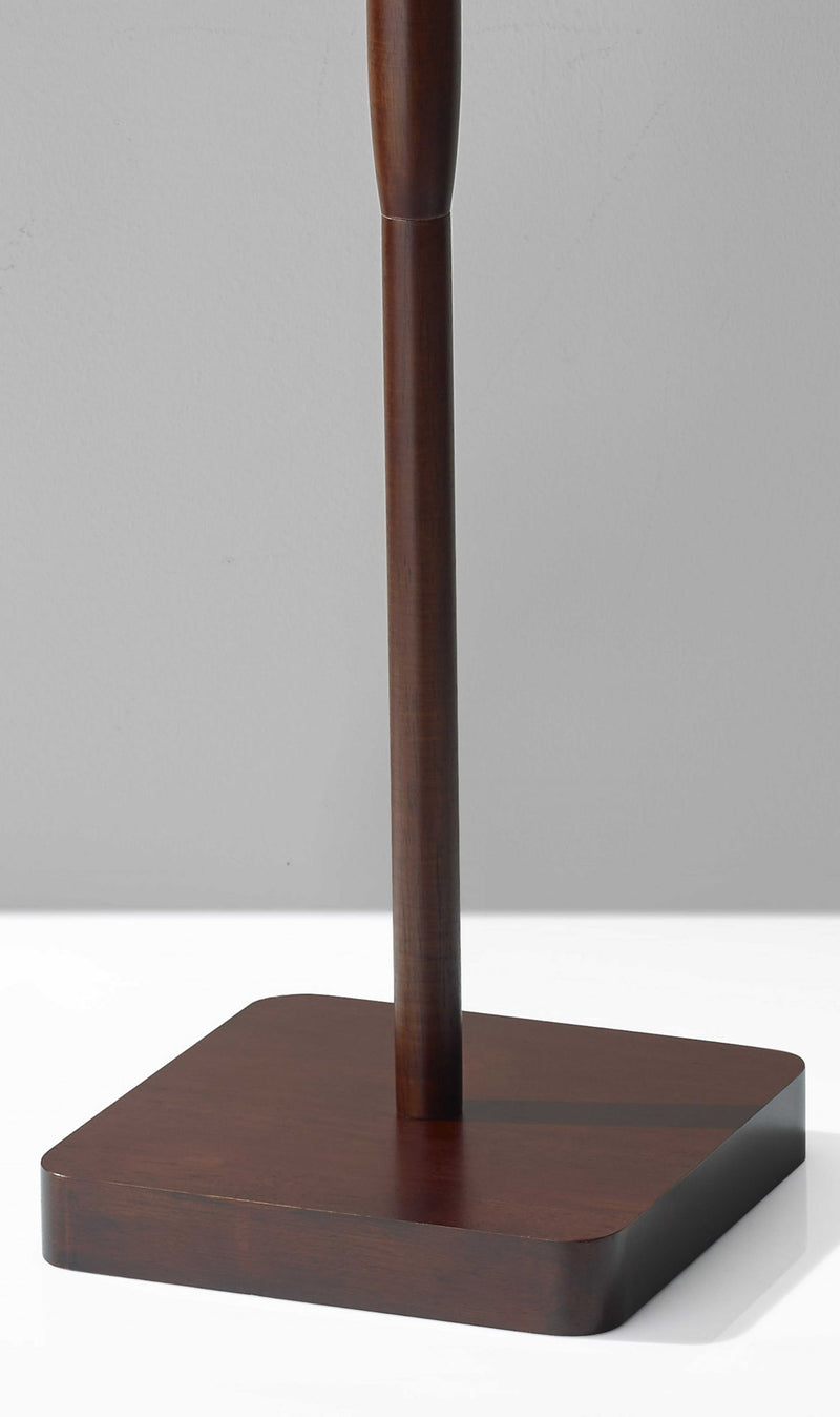 Solid Wood Floor Lamp With Dark Gray Fabric Drum Shade - Brown