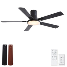 Load image into Gallery viewer, Flush Mount Ceiling Fans With LED Light And Remote Control, 5 Blades
