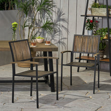 Load image into Gallery viewer, Vermilion - Outdoor Dining Chair With Vertical Slat And Wooden Arm
