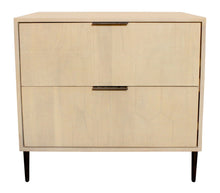 Load image into Gallery viewer, 28" Solid Wood Distressed Carved Geometric Two Drawer Nightstand - Natural
