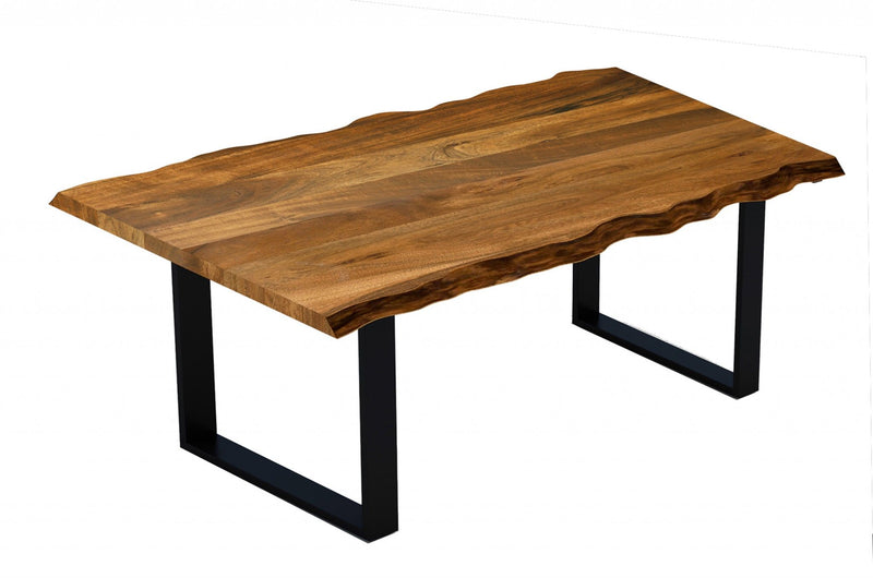 63" Solid Wood Sled Base Dining Table - Brown / Black