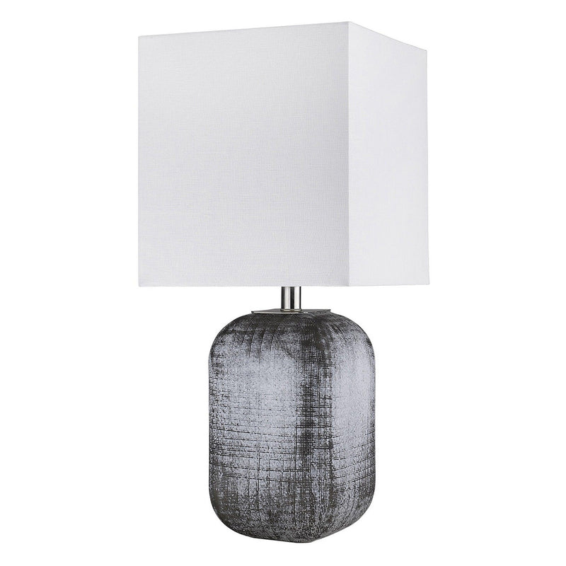 Ceramic Table Lamp With White Square Shade - Blue And Gray
