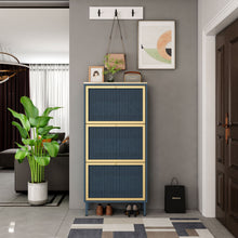 Load image into Gallery viewer, Modern Rattan 3 Door Shoe Rack Cabinet For Entryway
