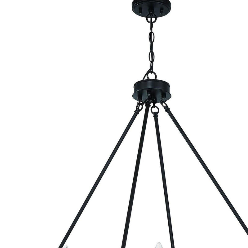 Candle Style Twelve Light Metal Dimmable Chandelier - Black / White