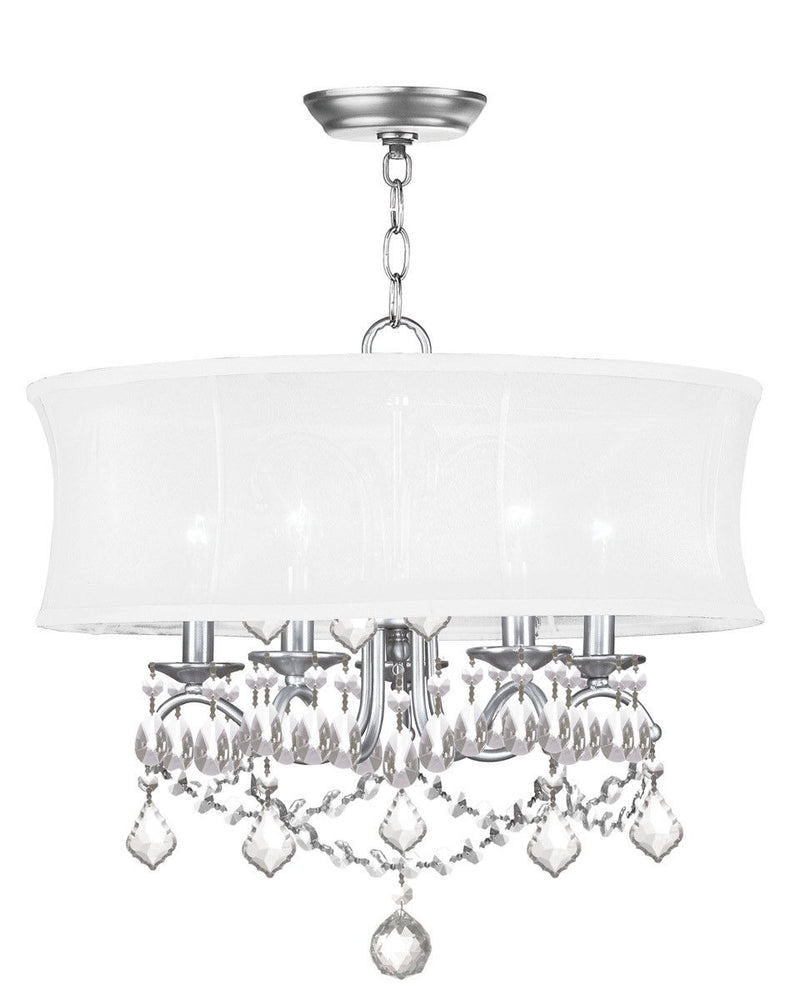 19" Five Light Dimmable Chandelier With Shades - Nickel