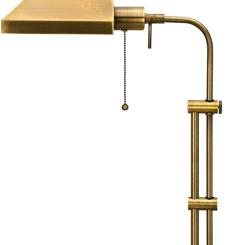 Metal Adjustable Table Lamp With Antiqued Brass Rectangular Shade - Bronze