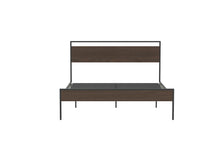 Load image into Gallery viewer, Ceres Metal Bed, Black with Walnut Wood Headboard&amp;Footboard, Queen
