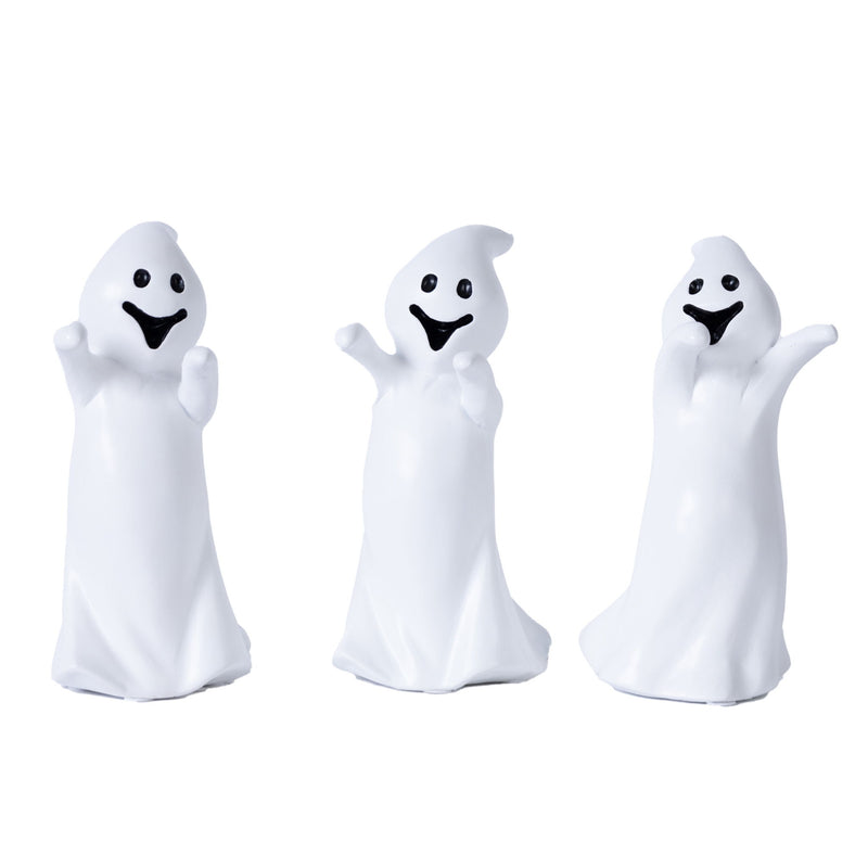 Poly Halloween Ghost Figurines (Set of 3) - White