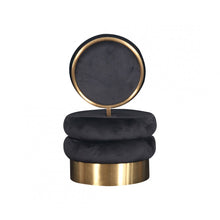 Load image into Gallery viewer, Velvet And Gold Contemporary Barrel Chair - Black
