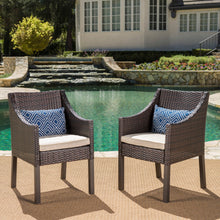 Load image into Gallery viewer, Outdoor Rattan Dining Chair With Straight Legs And Sloped Arms (Sey of 2)
