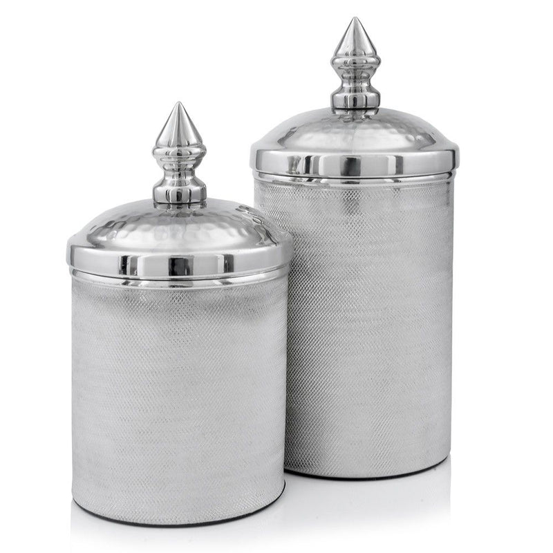 Tweed Decorative Canisters (Set of 2) - Silver