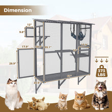 Load image into Gallery viewer, Large Walk In Outdoor Catio For Cats With Roof And 3 Access Doors - Gray
