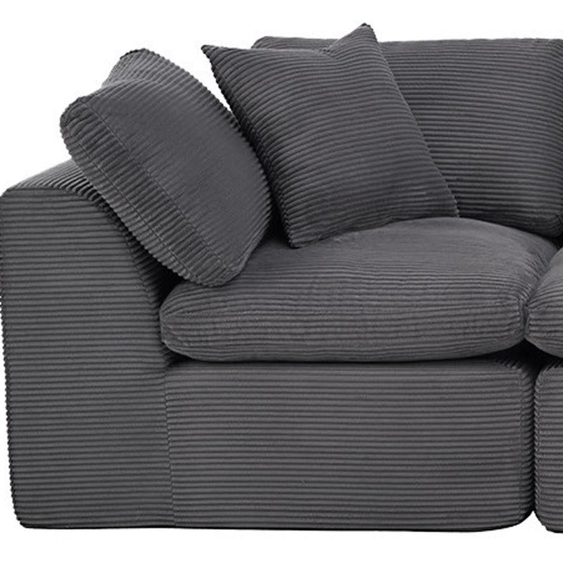 Corduroy Modular Sofa Chaise With Toss Pillows (725198) - Dark Gray