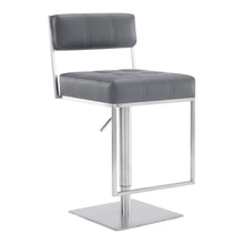 Load image into Gallery viewer, 44" Faux Leather Swivel Low Back Adjustable Height Bar Chair - Gray / Silver
