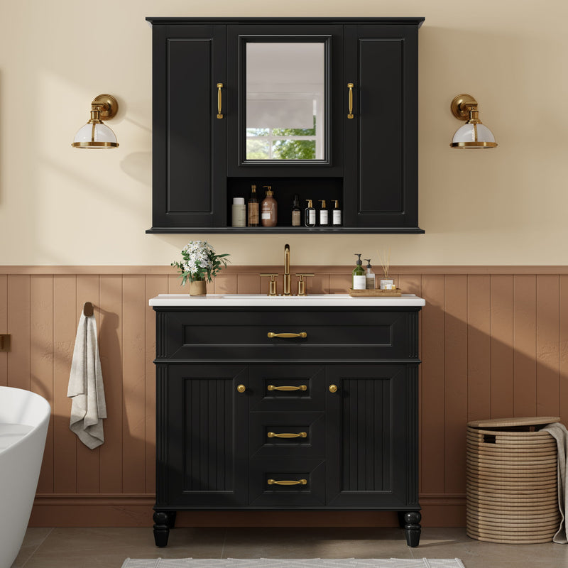 Modern Freestanding Bathroom Vanity With Sink, Cabinet, Soft-Close Drawers, Tip-Out Tray