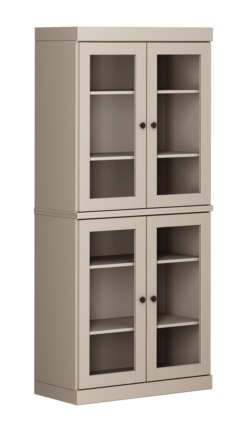 Adjustable Six Tier Library Bookcase With Four Doors (745697) - Beige