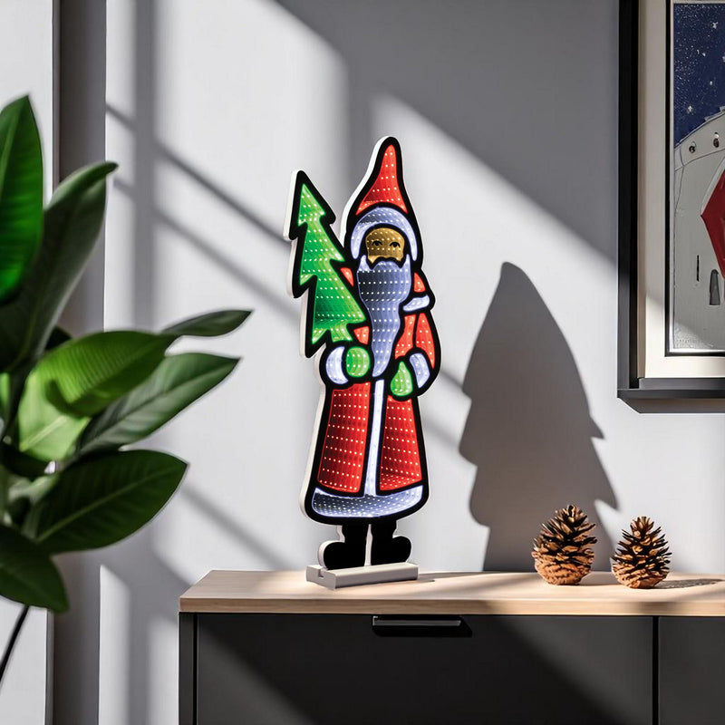 Christmas Santa Tabletop Sign With LED (633784) - Red / White / Green