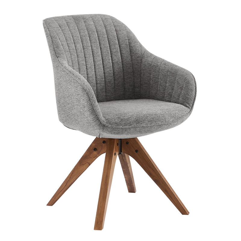 Fabric Swivel Arm Chair 23" - Dark Gray And Natural